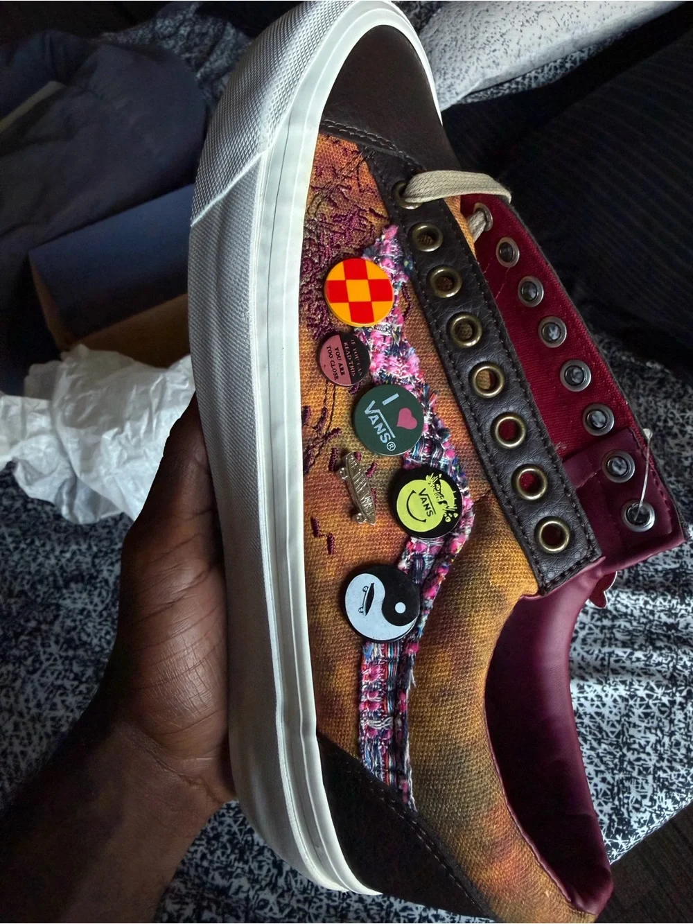 Vans Multicolor Brown Black Patchwork Low-Top Sneakers